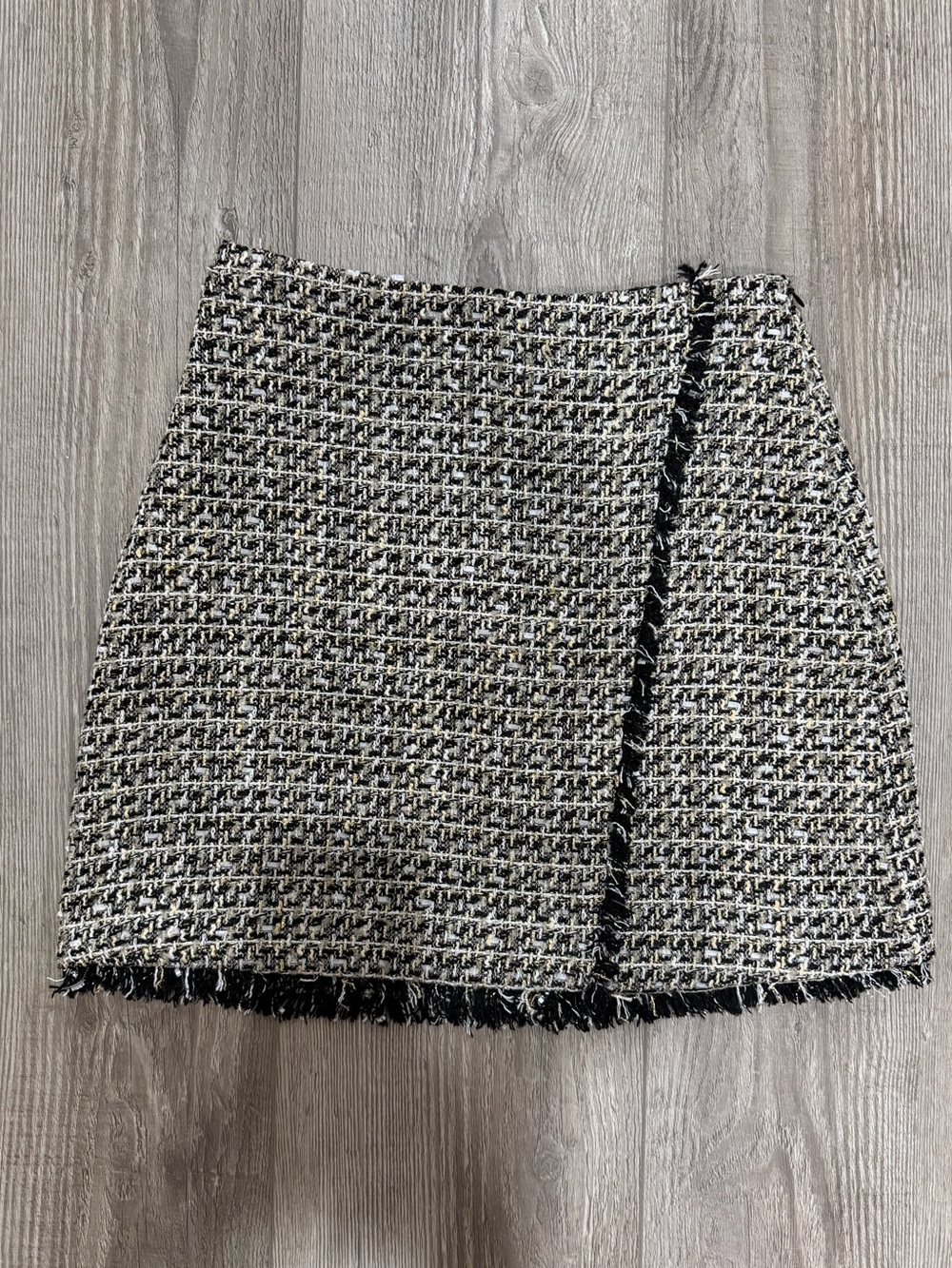 Express Tweed Fringe Mini Skirt
